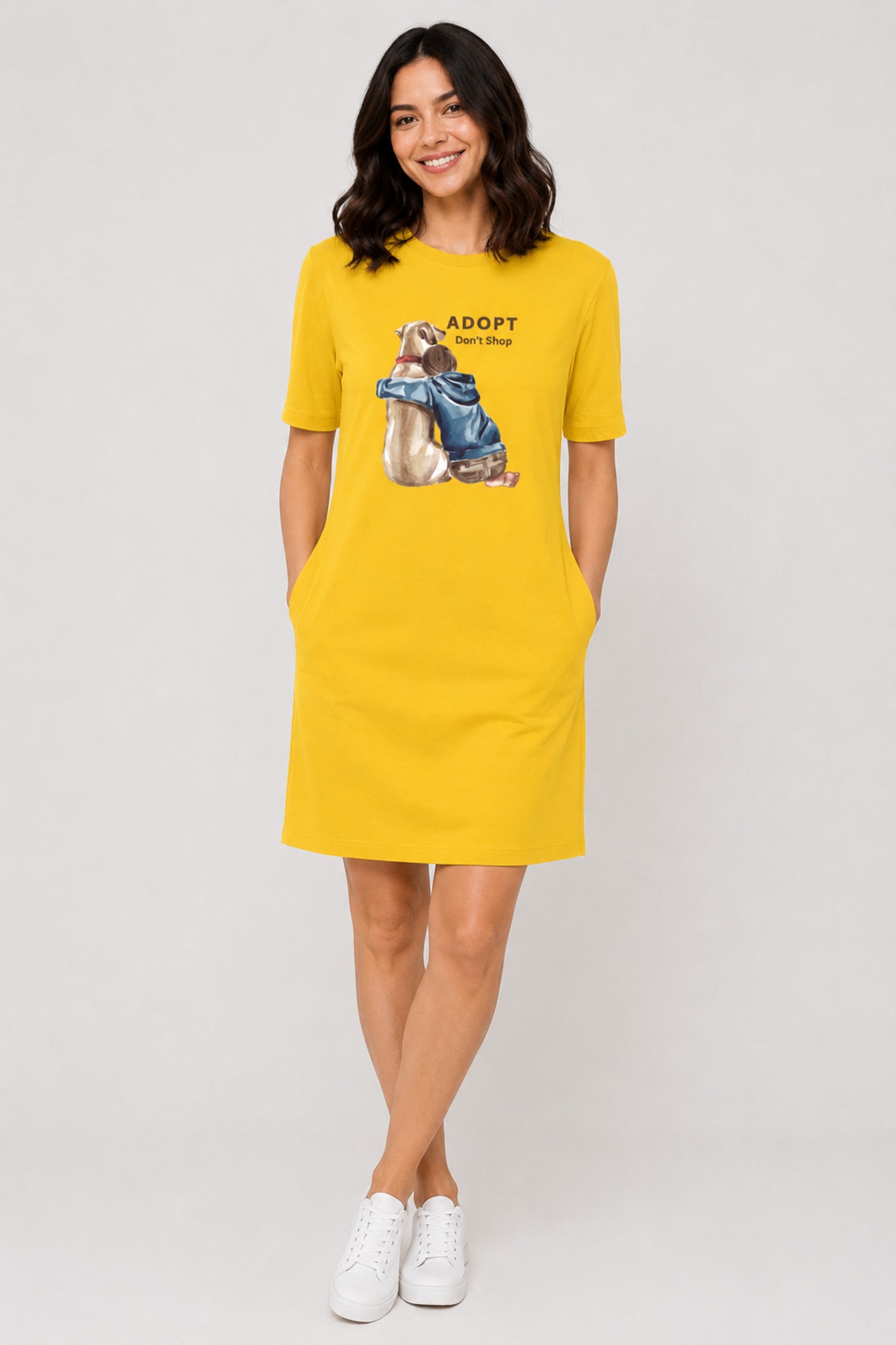 T-shirt Dress With Pockets - Adopt, Don’t Shop (3 Colours) (Slim Fit)