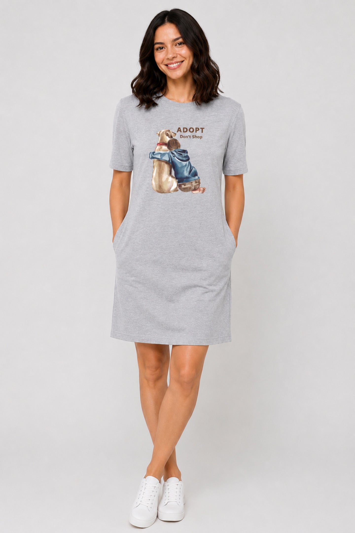 T-shirt Dress With Pockets - Adopt, Don’t Shop (3 Colours) (Slim Fit)