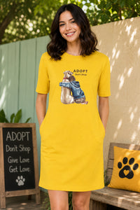 T-shirt Dress With Pockets - Adopt, Don’t Shop (3 Colours) (Slim Fit)