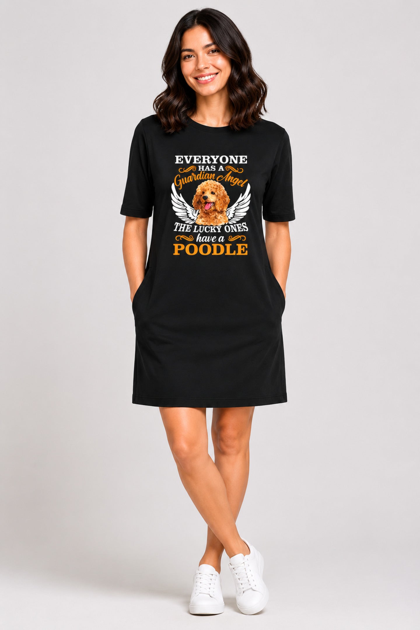 T-shirt Dress With Pockets - Angelic Poodle (3 Colours) (Slim Fit)