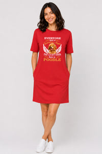 T-shirt Dress With Pockets - Angelic Poodle (3 Colours) (Slim Fit)