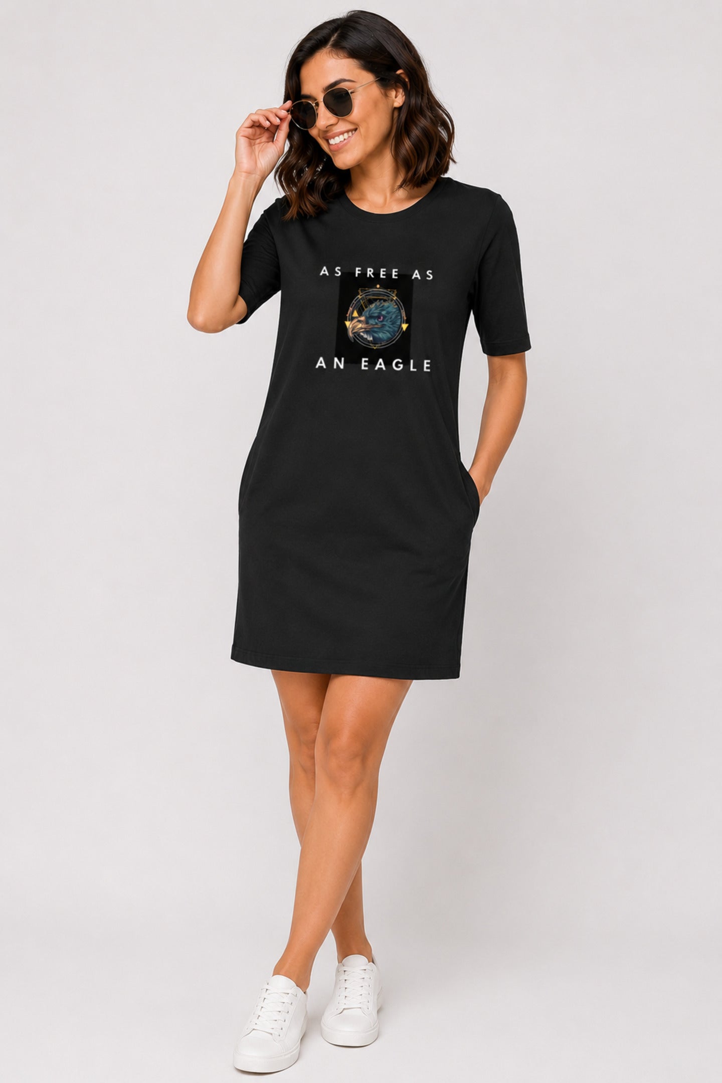 T-shirt Dress With Pockets - As Free As An Eagle (2 Colours) (Slim Fit)