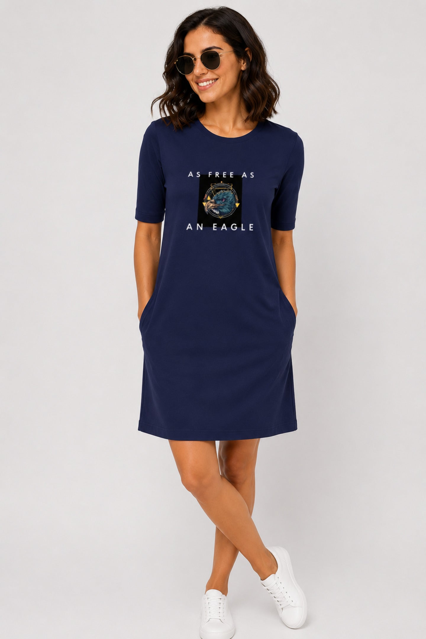 T-shirt Dress With Pockets - As Free As An Eagle (2 Colours) (Slim Fit)
