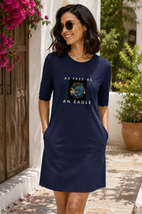 T-shirt Dress With Pockets - As Free As An Eagle (2 Colours) (Slim Fit)