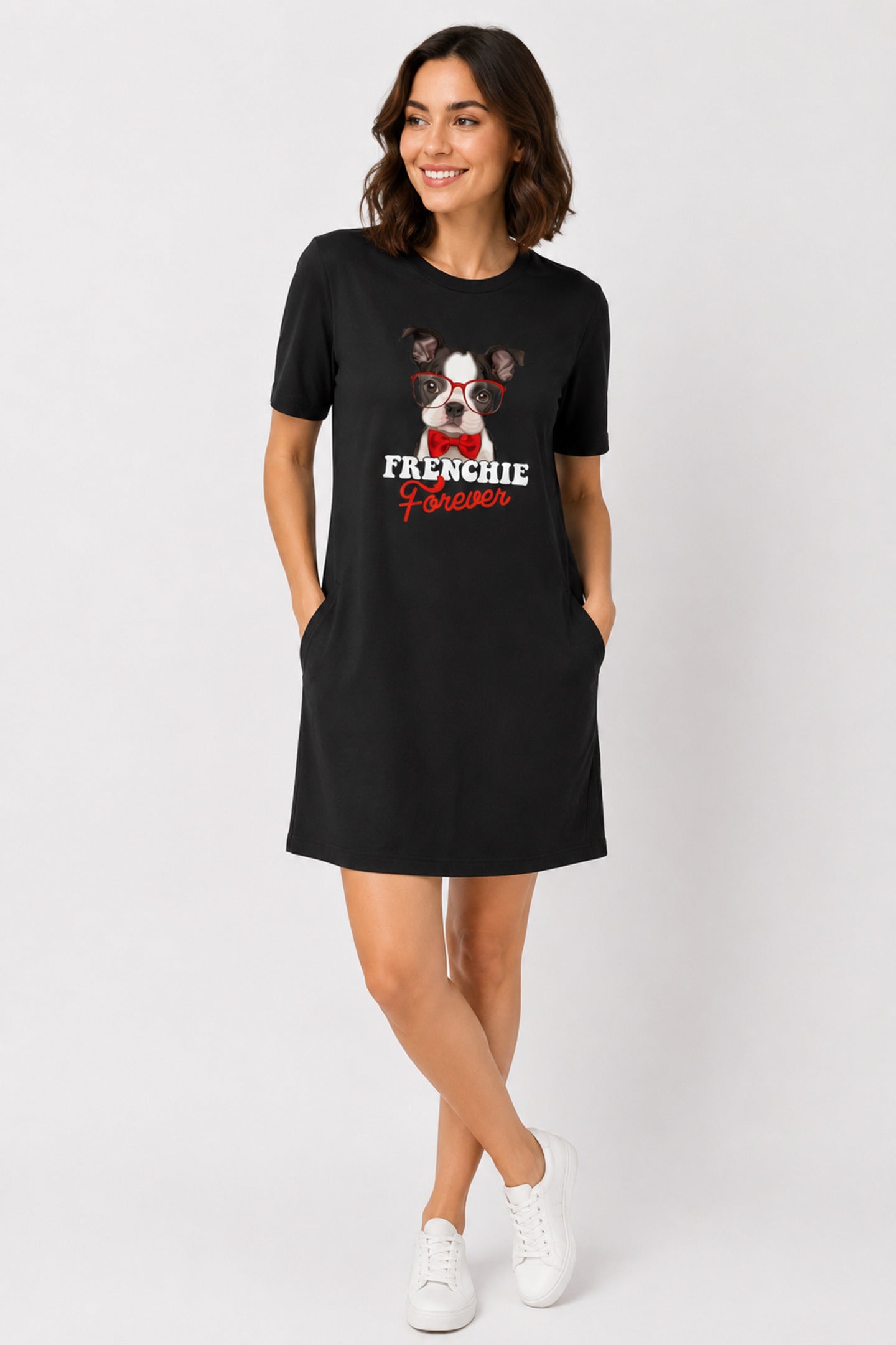 T-shirt Dress With Pockets - Barking Bowtie (3 Colours) (Slim Fit)