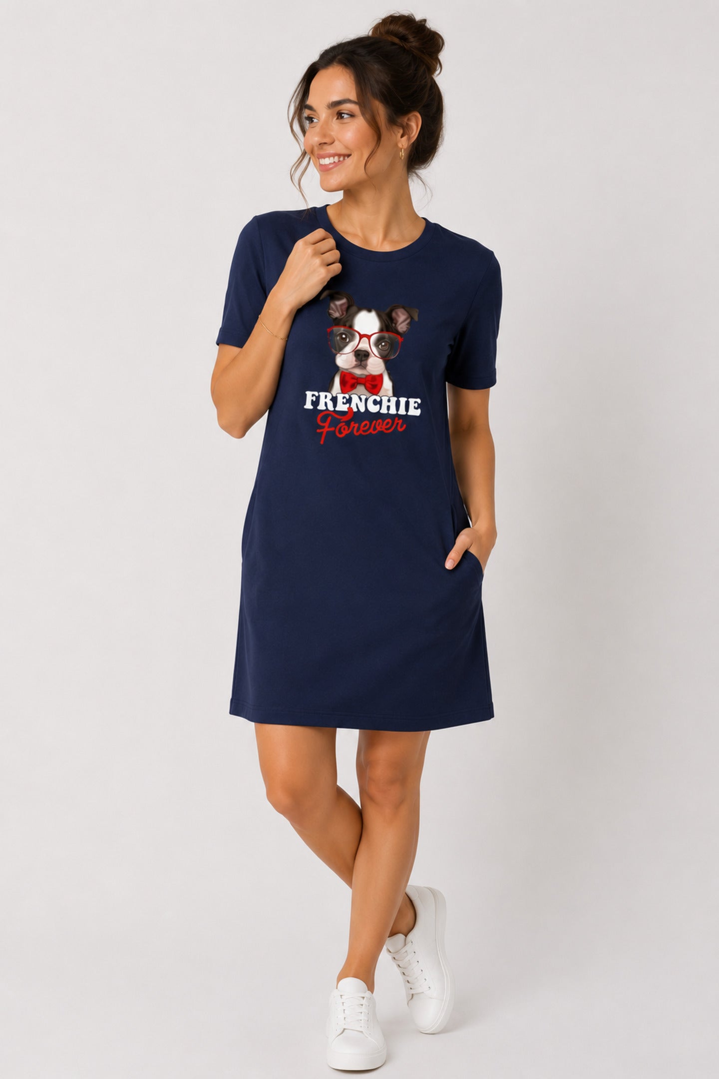T-shirt Dress With Pockets - Barking Bowtie (3 Colours) (Slim Fit)