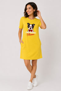 T-shirt Dress With Pockets - Barking Bowtie (3 Colours) (Slim Fit)
