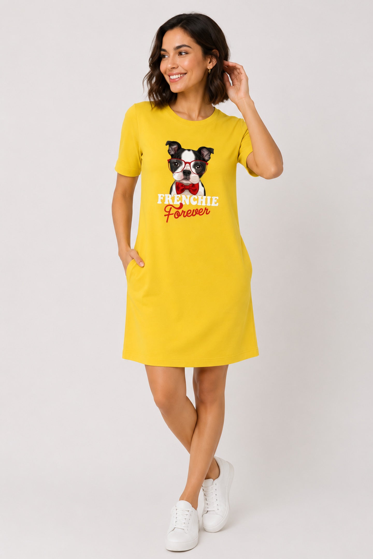 T-shirt Dress With Pockets - Barking Bowtie (3 Colours) (Slim Fit)