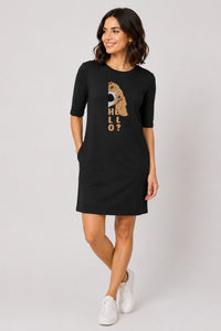 T-shirt Dress With Pockets - Basset Hound Hello (6 Colours) (Slim Fit)
