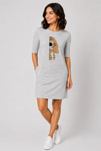 T-shirt Dress With Pockets - Basset Hound Hello (6 Colours) (Slim Fit)
