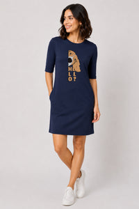 T-shirt Dress With Pockets - Basset Hound Hello (6 Colours) (Slim Fit)