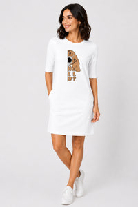 T-shirt Dress With Pockets - Basset Hound Hello (6 Colours) (Slim Fit)