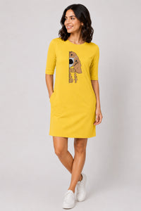 T-shirt Dress With Pockets - Basset Hound Hello (6 Colours) (Slim Fit)