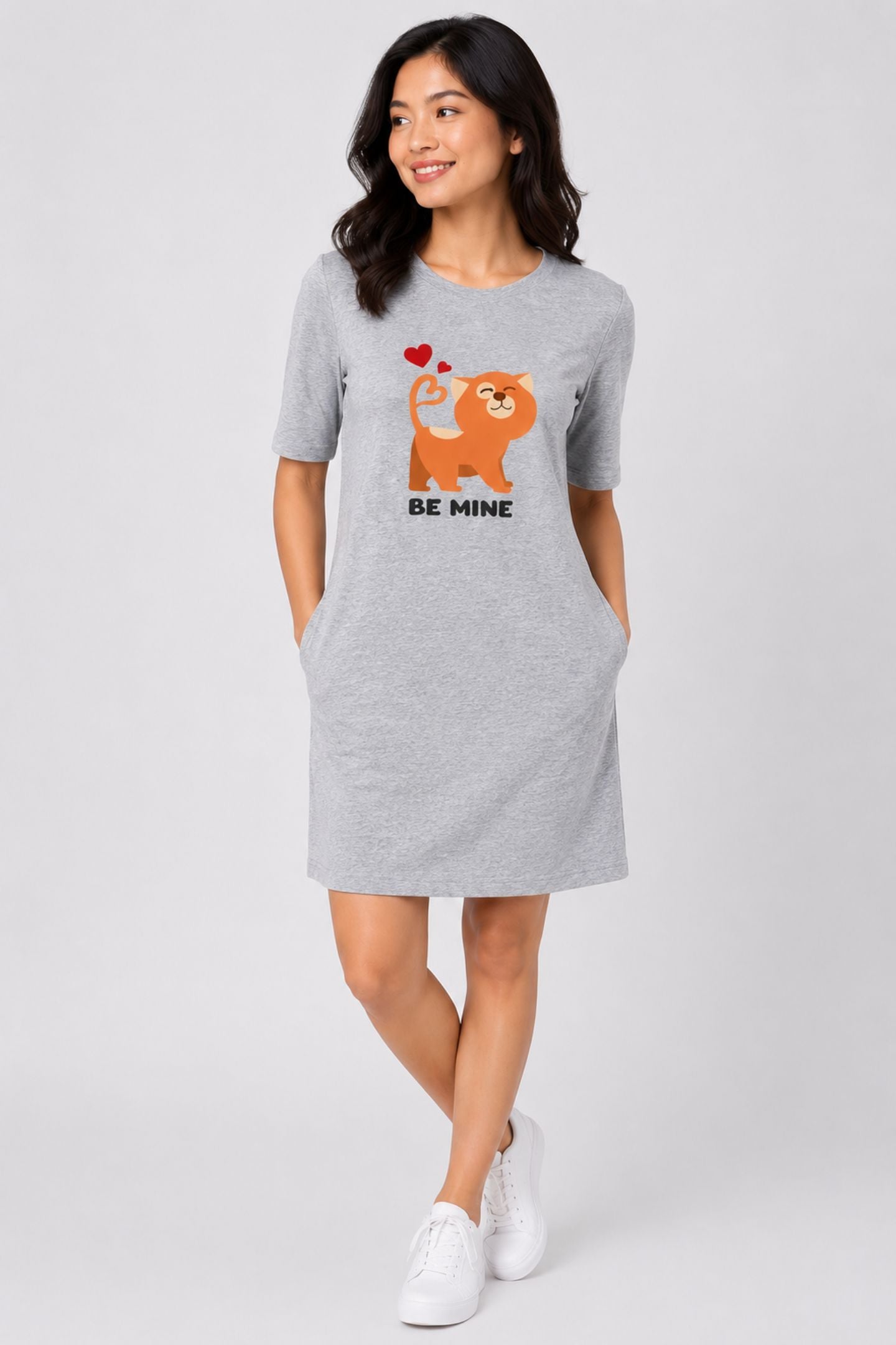T-shirt Dress With Pockets - Be Mine Valentine (3 Colours) (Slim Fit)