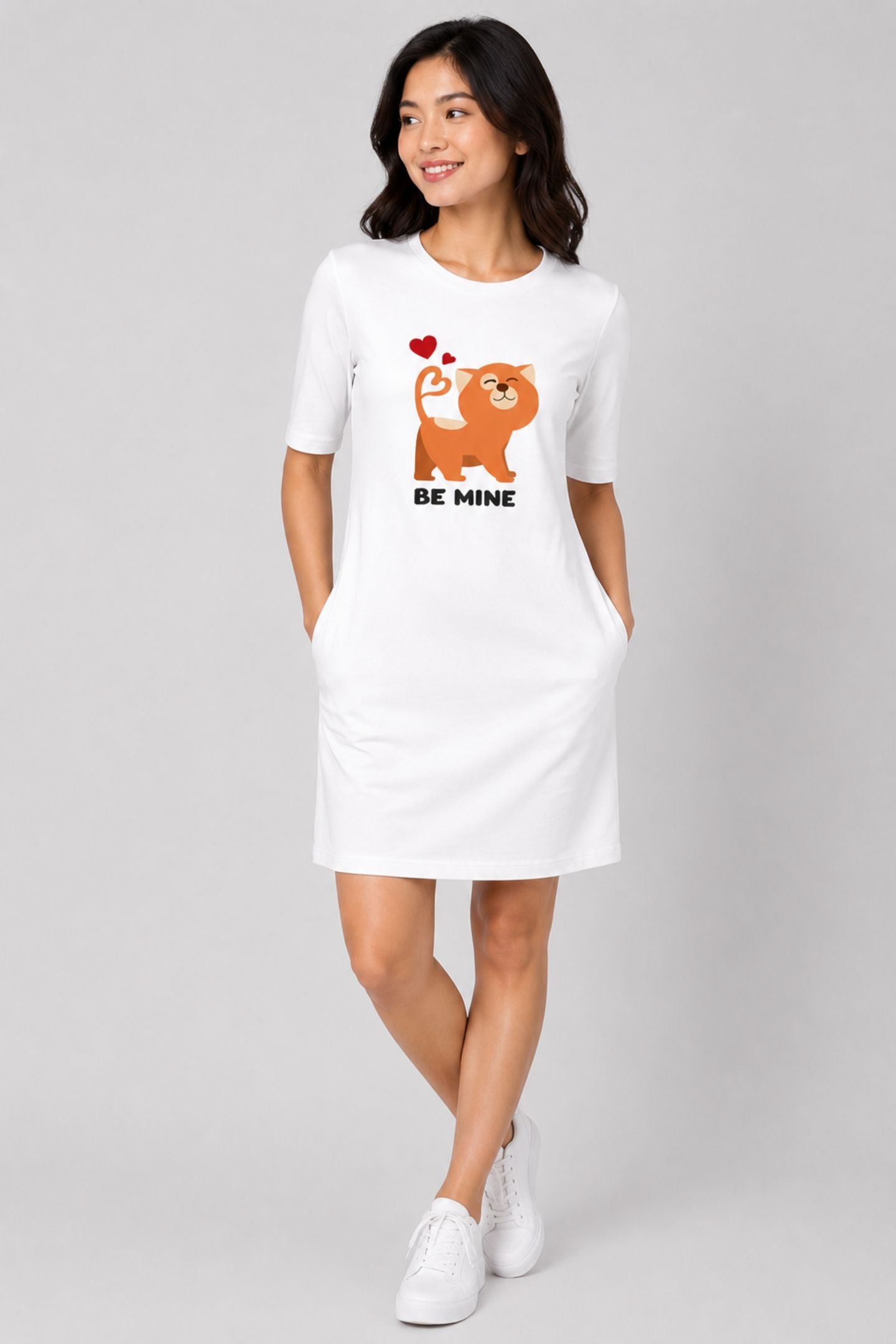 T-shirt Dress With Pockets - Be Mine Valentine (3 Colours) (Slim Fit)