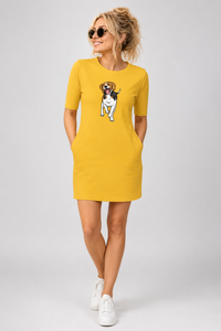 T-shirt Dress With Pockets - Fun Loving Beagle (6 Colours) (Slim Fit)