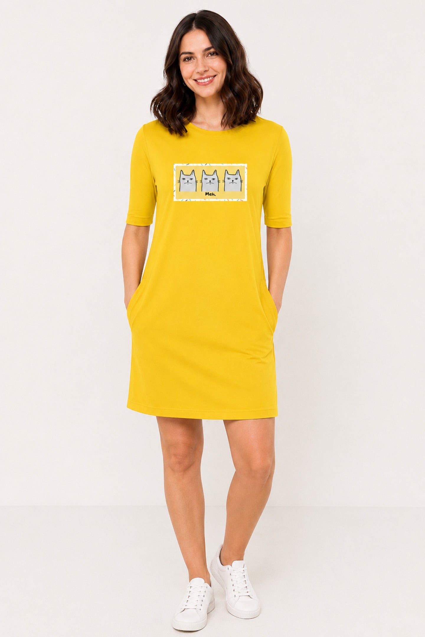 T-shirt Dress With Pockets - Meh Mondays (6 Colours) (Slim Fit)
