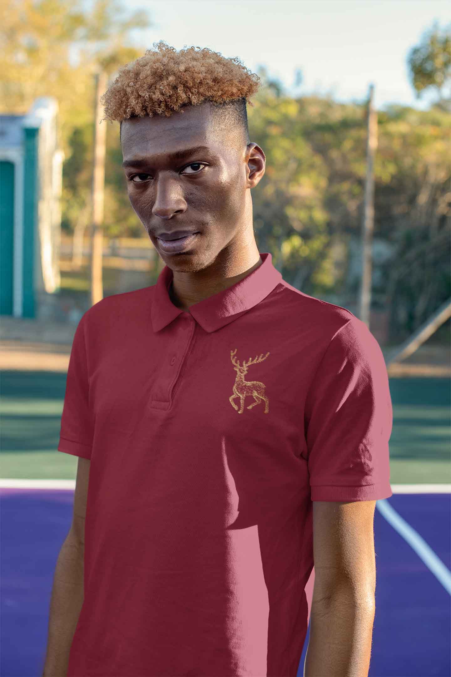 Polo Neck T-Shirt (Men) - Stardust Stag (6 Colours)