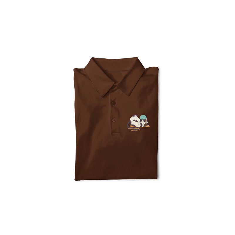 [Sale] Polo Neck T-Shirt (Men) - Clawful Nap - Coffee Brown - XL