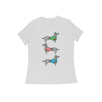 Round Neck T-Shirt (Women) - Three Daschunds (16 Colours)