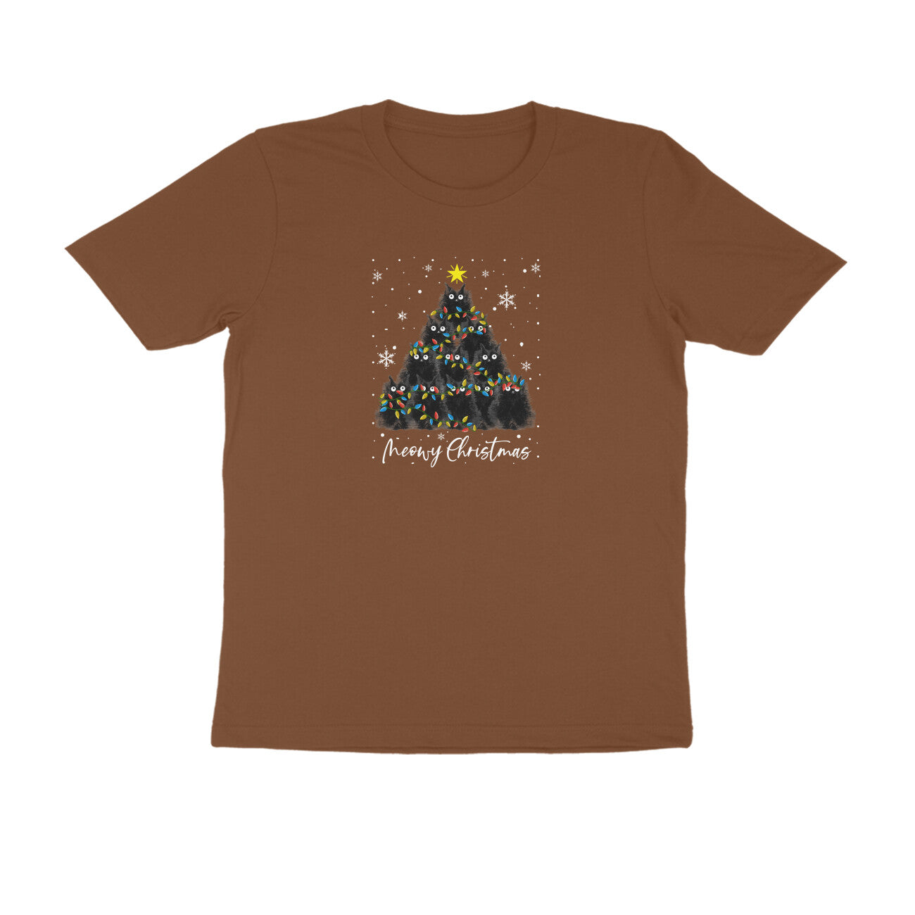 Round Neck T-Shirt (Men) - Meowy Christmas (9 Colours)