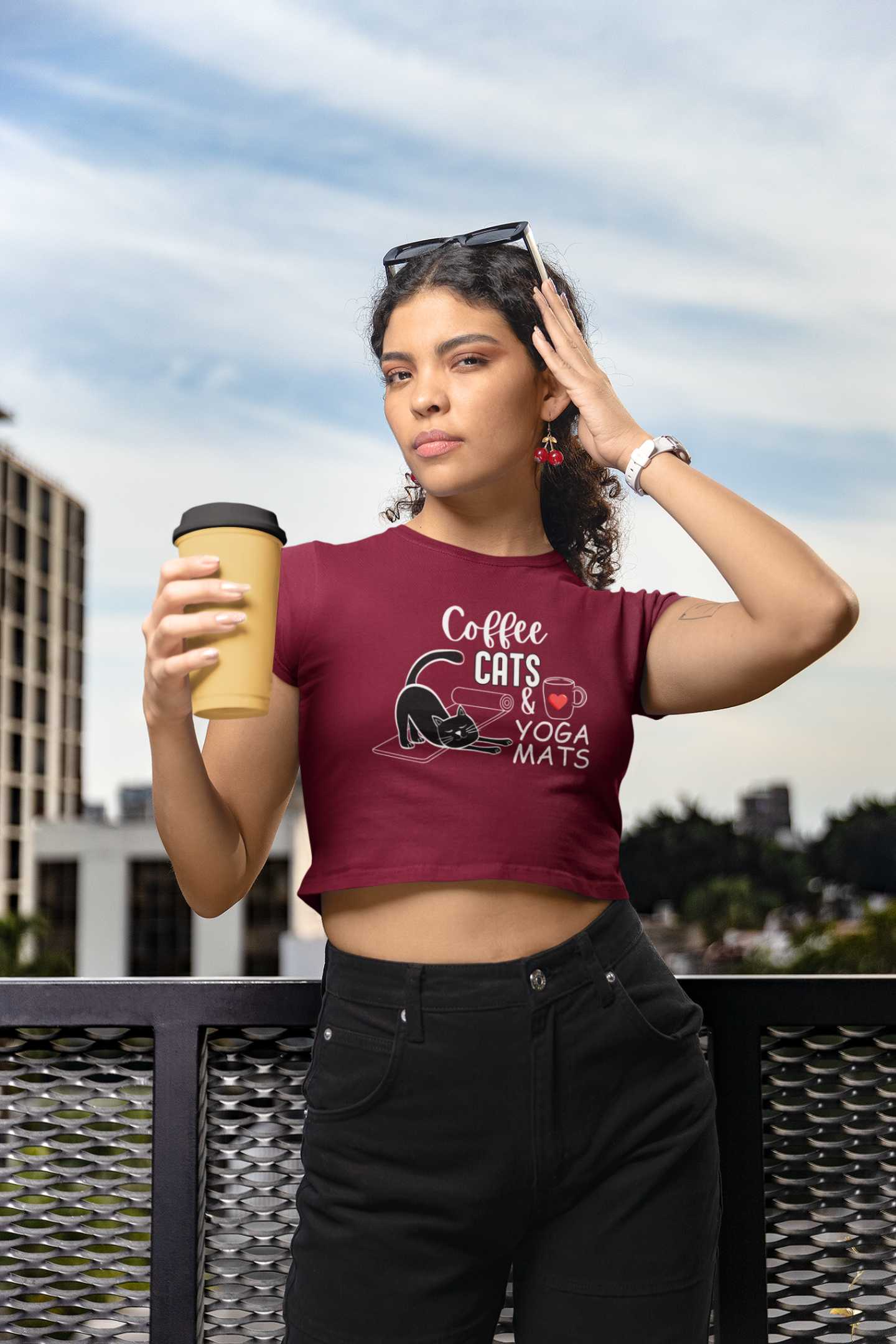 Crop Top (Women) - Paws Coffee Repeat (3 Colours)
