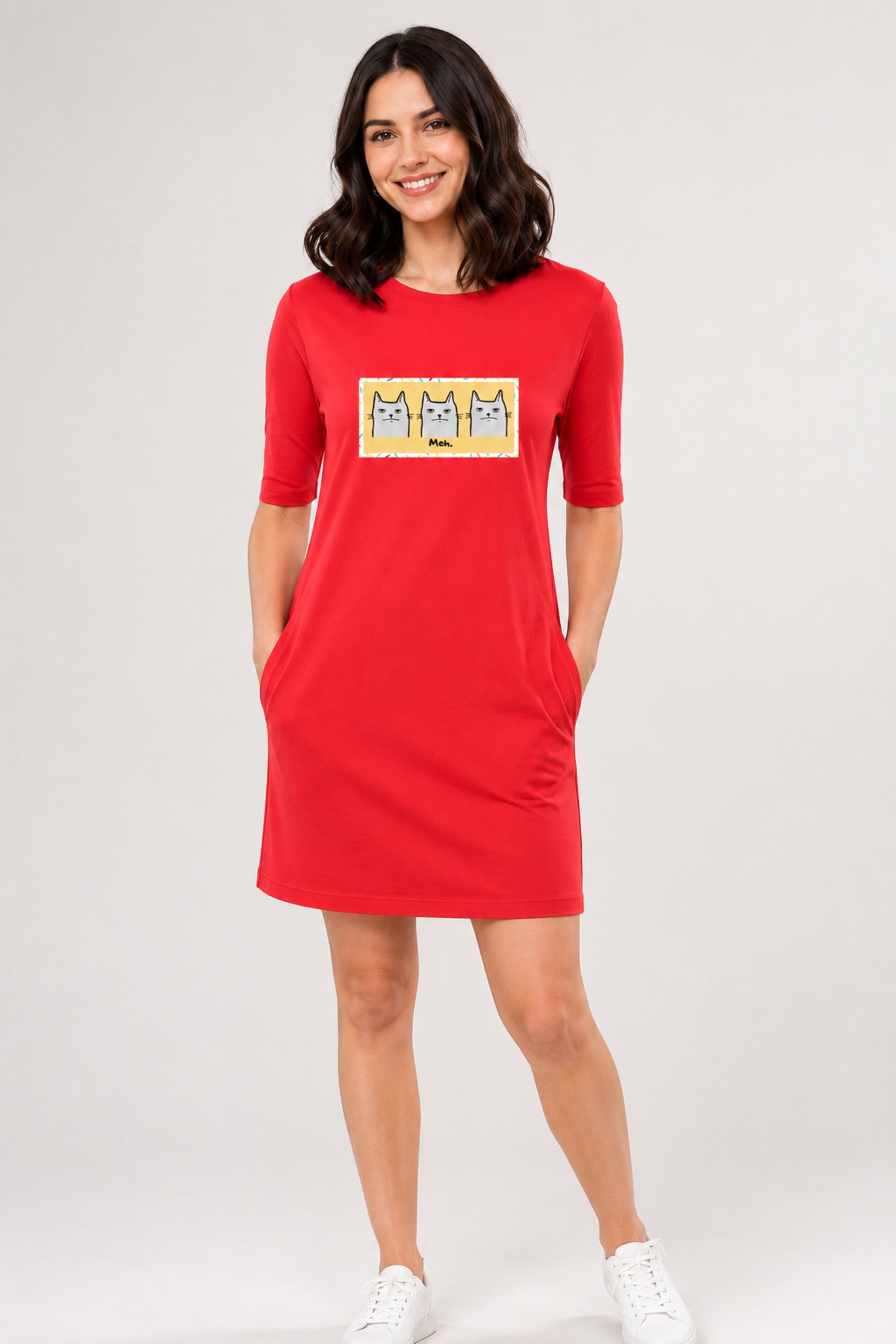T-shirt Dress With Pockets - Meh Mondays (6 Colours) (Slim Fit)