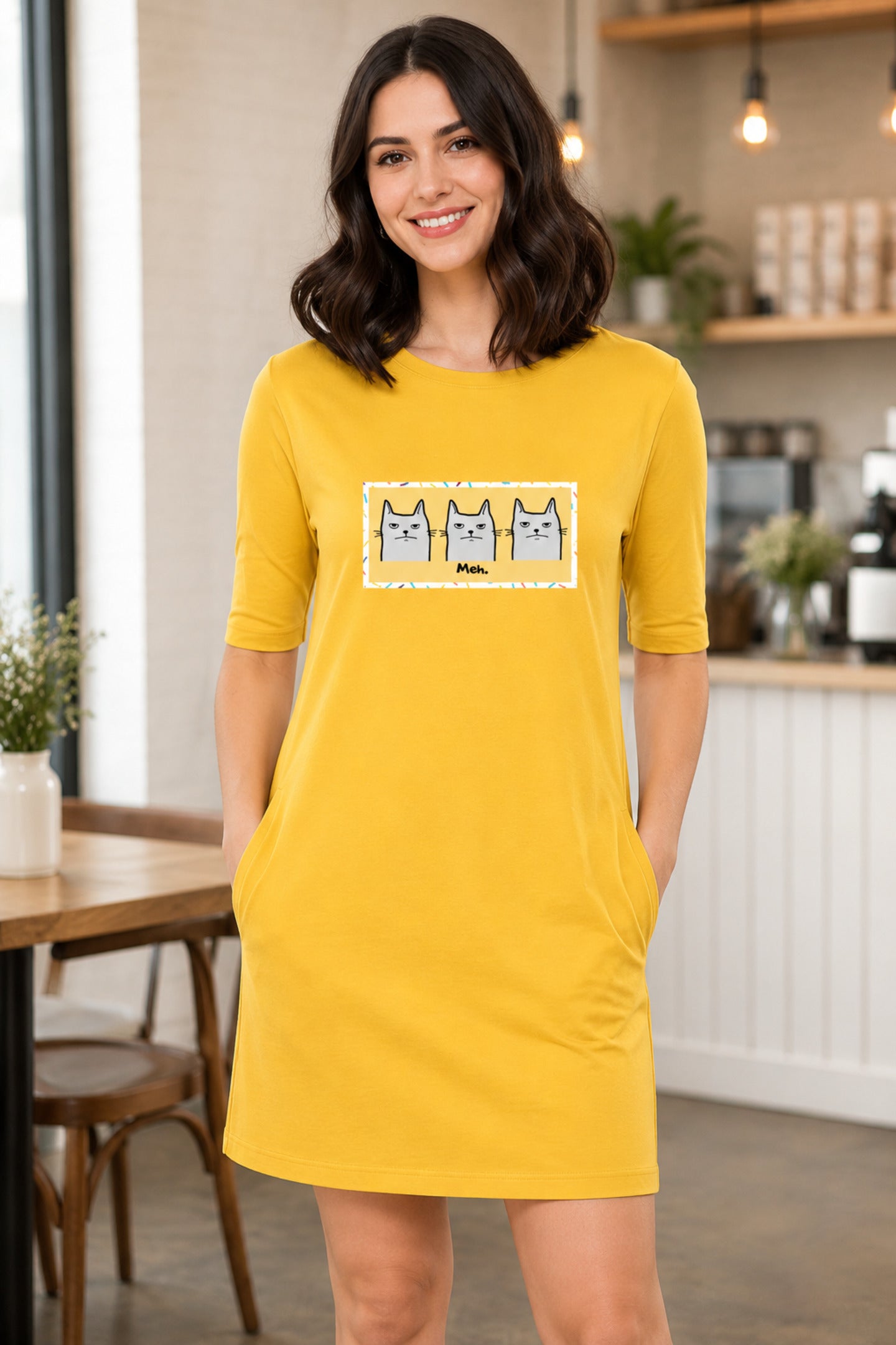T-shirt Dress With Pockets - Meh Mondays (6 Colours) (Slim Fit)