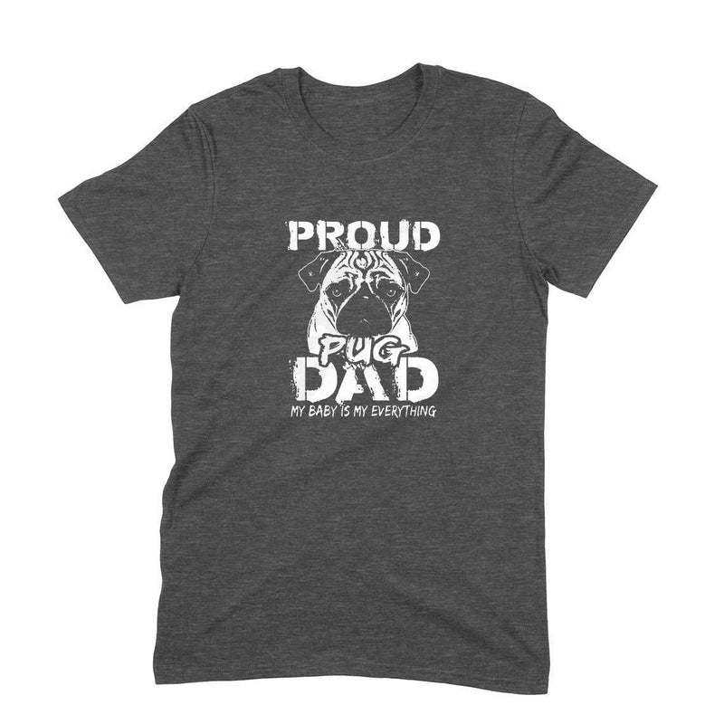 [Sale] Round Neck T-Shirt (Men) - Proud Pug Dad - Charcoal Grey - L