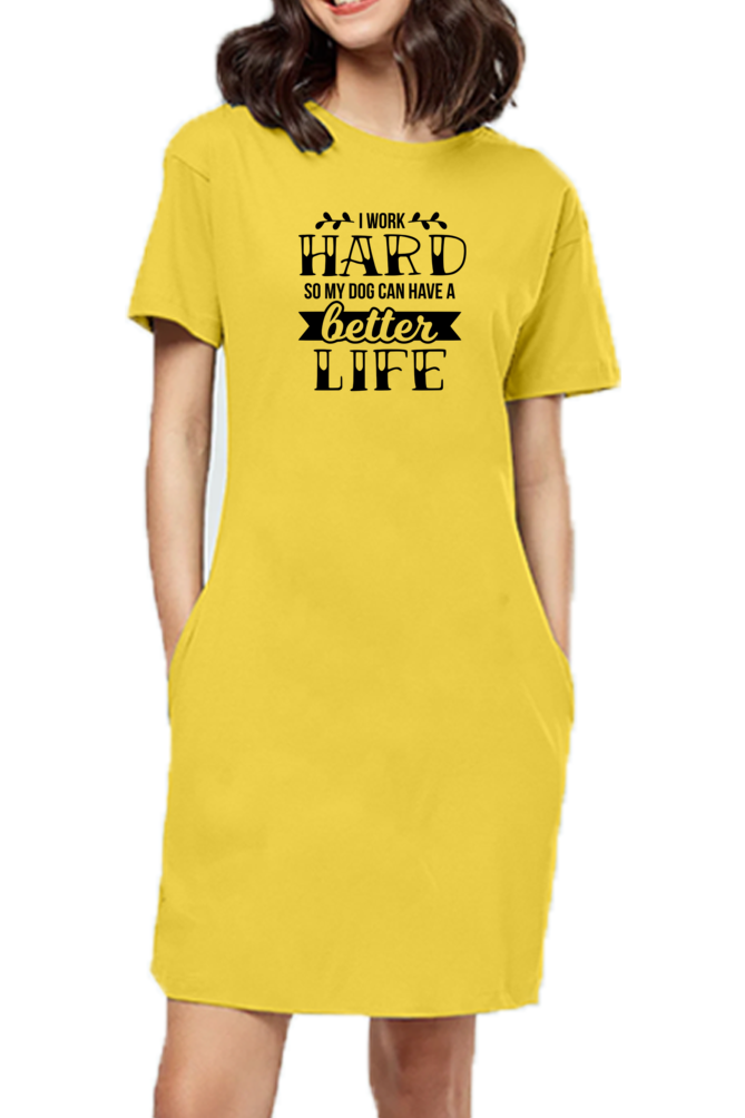 T-shirt Dress With Pockets - Hardworking Pawrent (3 Colours)