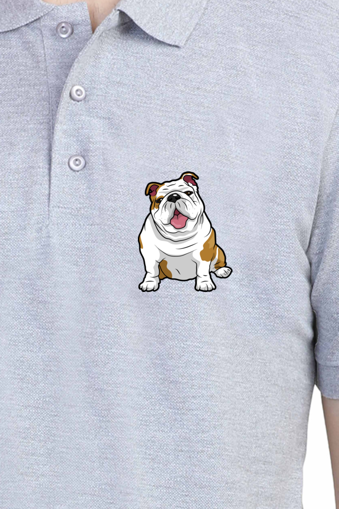 Polo Neck T-Shirt (Men) - Wringkly Sprinkly Bulldog (11 Colours)
