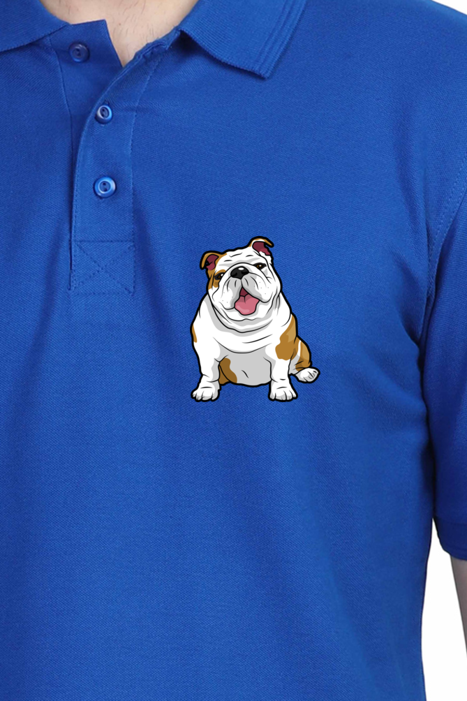 Polo Neck T-Shirt (Men) - Wringkly Sprinkly Bulldog (11 Colours)