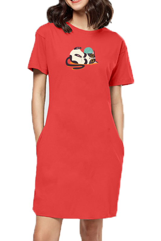 T-shirt Dress With Pockets - Clawful Nap (4 Colours)