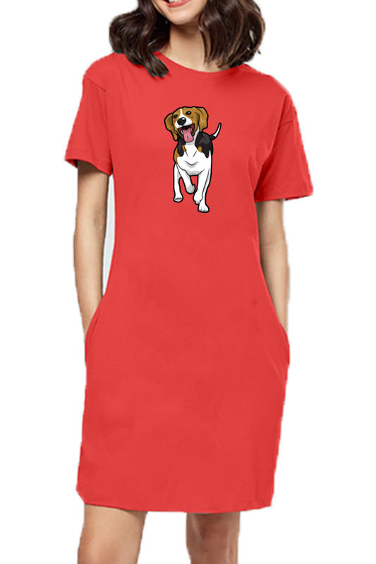 T-shirt Dress With Pockets - Fun Loving Beagle (6 Colours)