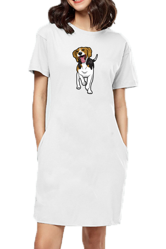 T-shirt Dress With Pockets - Fun Loving Beagle (6 Colours)
