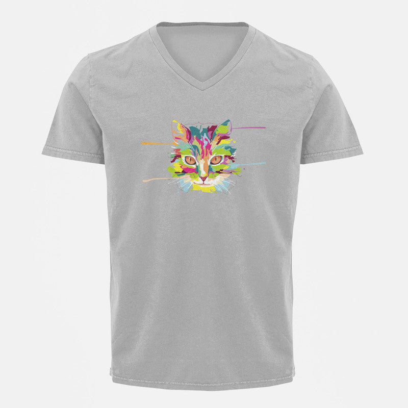 Stepevoli Clothing - V Neck T-Shirt (Men) - Laser Sharp Cat (5 Colours)