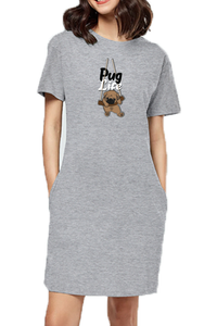 T-shirt Dress With Pockets - Pug Life (3 Colours)