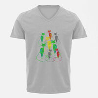V Neck T-Shirt (Men) - Sassy Kitties (4 Colours)