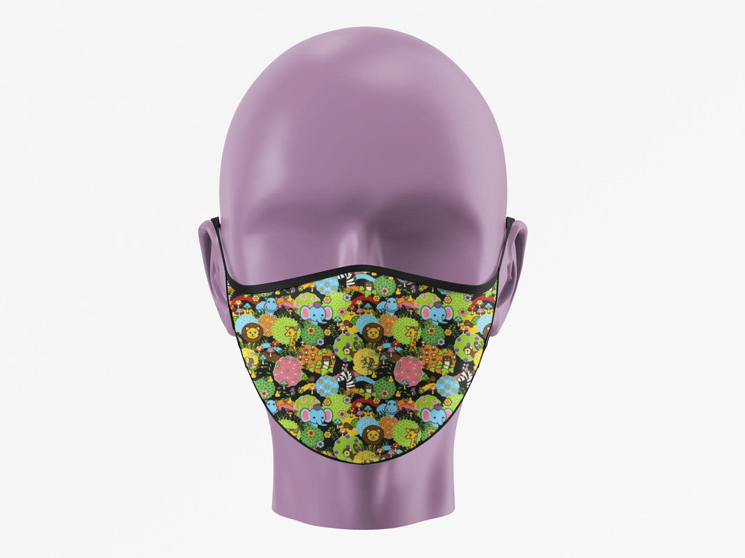 Stepevoli Face Mask - Retro Jungle Party Face Mask (Pack of 1, 3, 5, 10)