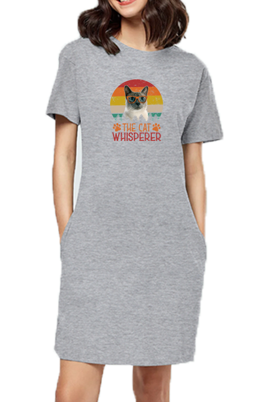 T-shirt Dress With Pockets - The Cat Whisperer (2 Colours)