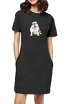 T-shirt Dress With Pockets - Wringkly Sprinkly Bulldog (6 Colours)