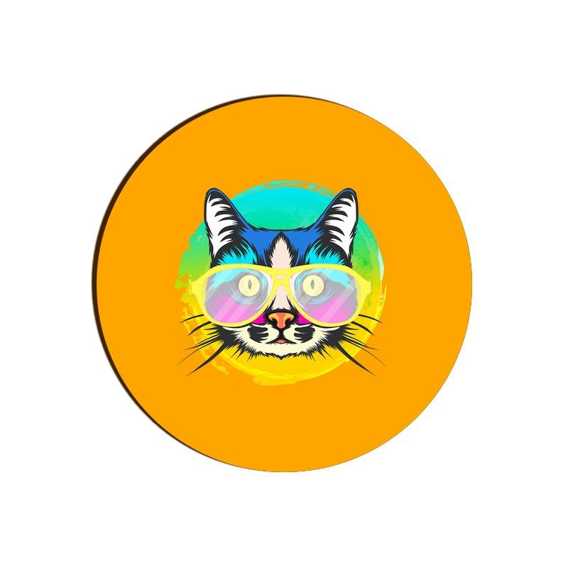 Stepevoli Coasters - Cat With Glasses Round Coaster
