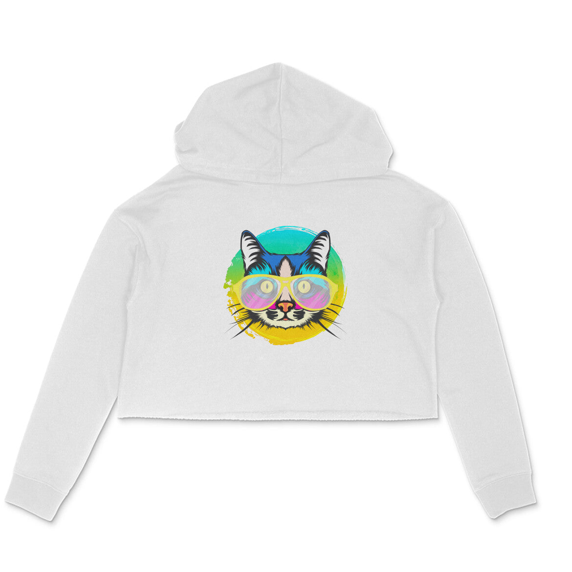 Stepevoli Clothing - Crop Hoodie (Women) - Cat With Glasses (6 Colours)