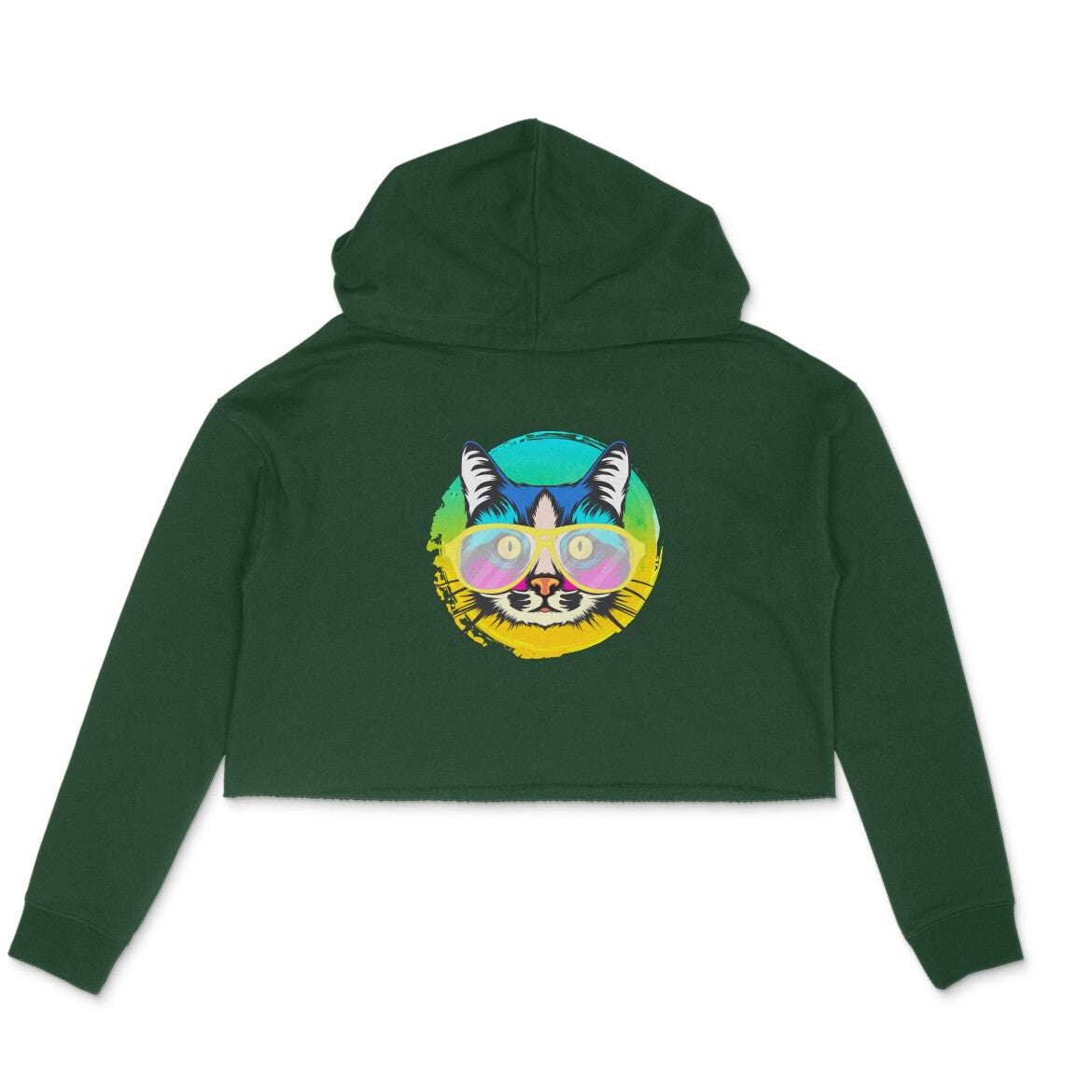 Stepevoli Clothing - Crop Hoodie (Women) - Cat With Glasses (6 Colours)