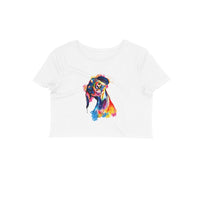 Stepevoli Clothing - Crop Top (Women) - Tilted Head Rainbow Dog (12 Colours)