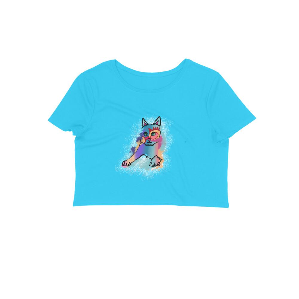 Stepevoli Clothing - Crop Top (Women) - Russian Blue Sparkle Cat (12 Colours)