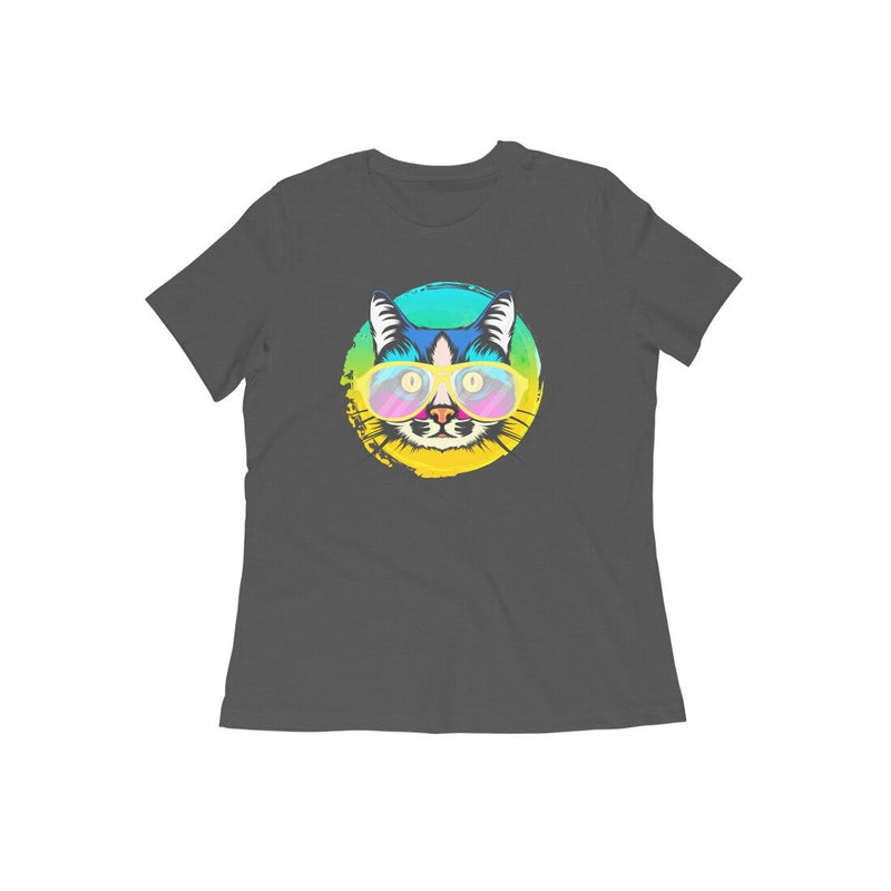 Stepevoli Clothing - Round Neck T-Shirt (Women) - Cat With Glasses (15 Colours)