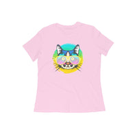 Stepevoli Clothing - Round Neck T-Shirt (Women) - Cat With Glasses (15 Colours)
