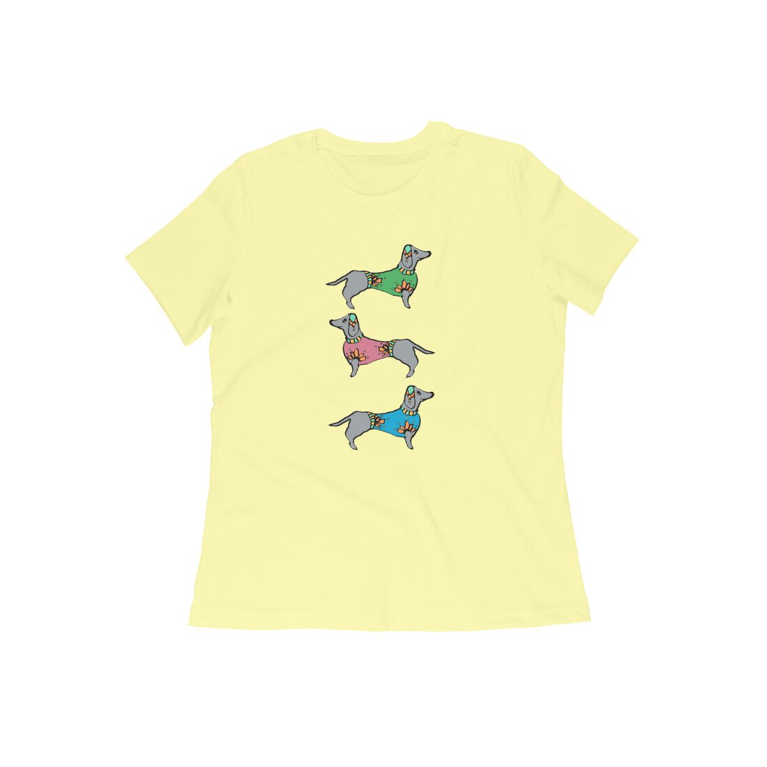Stepevoli Clothing - Round Neck T-Shirt (Women) - Three Dachshunds (16 Colours)