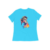 Stepevoli Clothing - Round Neck T-Shirt (Women) - Tilted Head Rainbow Dog (16 Colours)